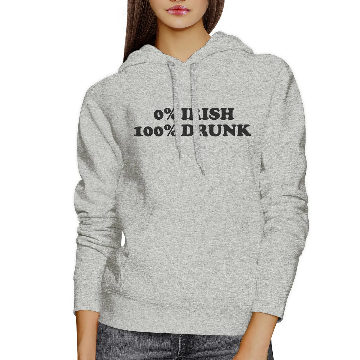 0% Irish 100% Drunk Gray Unisex Hoodie St Patricks Day Funny Top