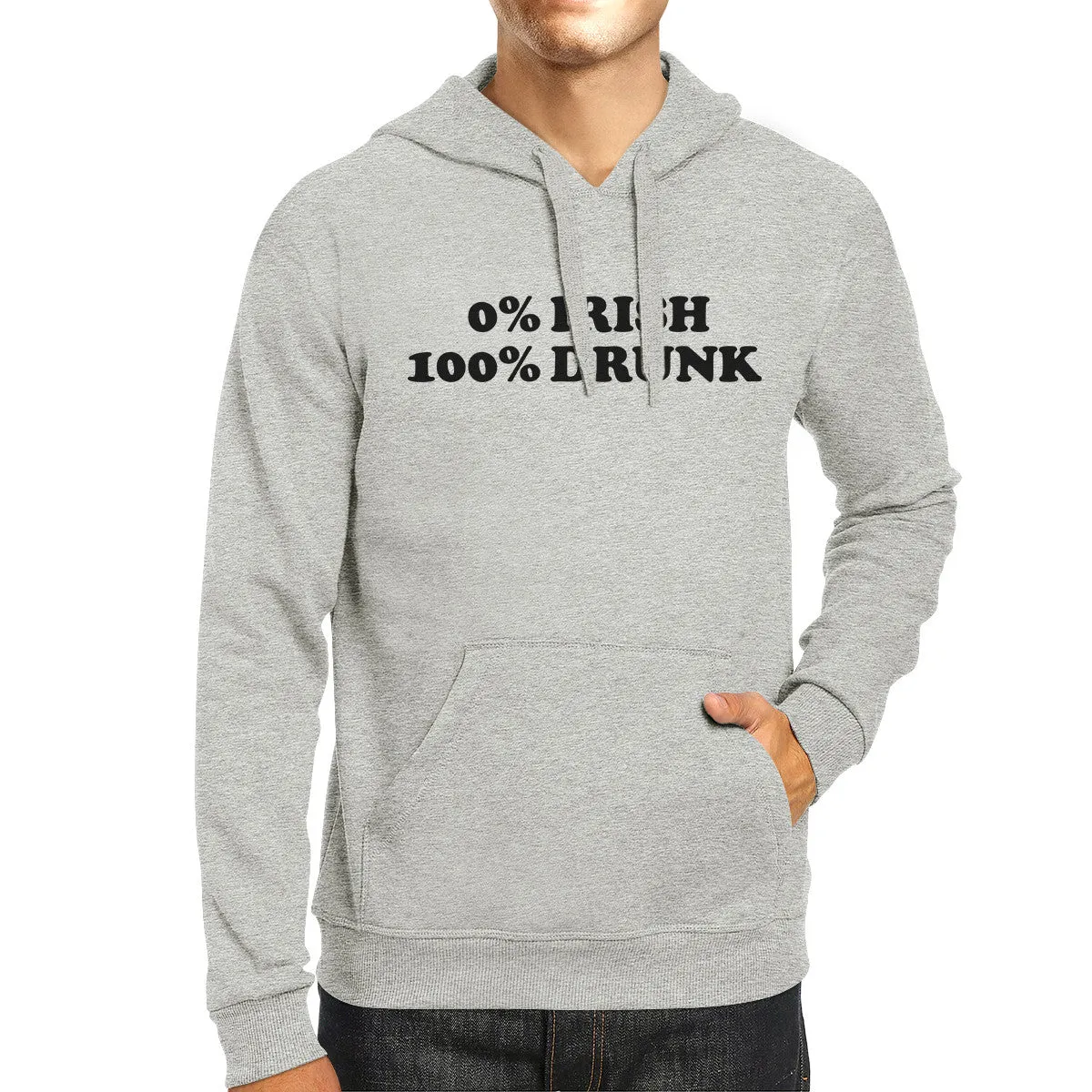 0% Irish 100% Drunk Gray Unisex Hoodie St Patricks Day Funny Top