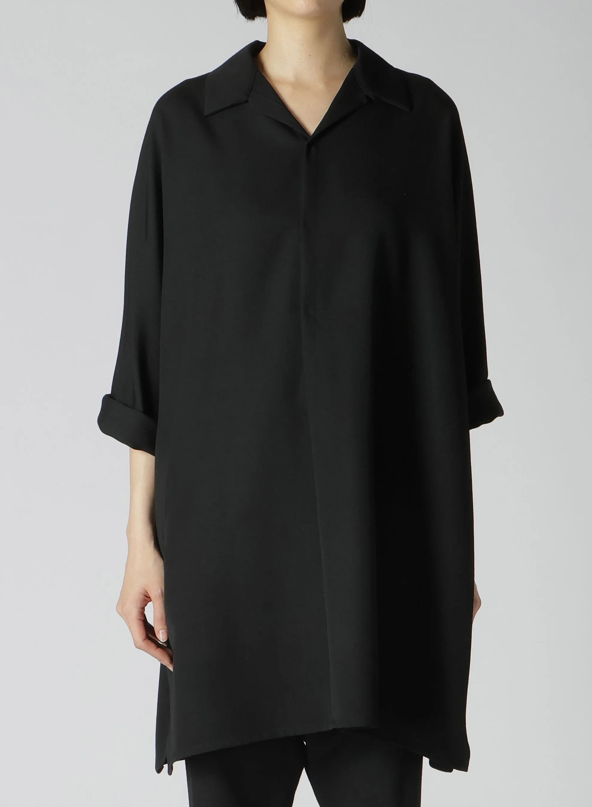 2/60 WOOL GABARDINE OPEN COLLAR DOLMAN SLV DRESS