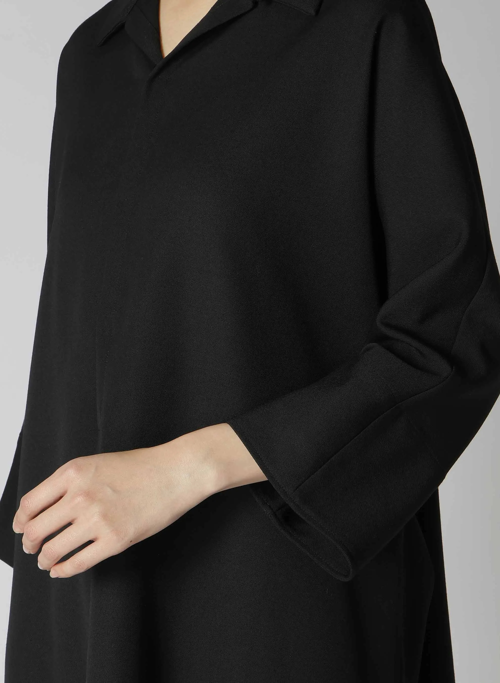 2/60 WOOL GABARDINE OPEN COLLAR DOLMAN SLV DRESS