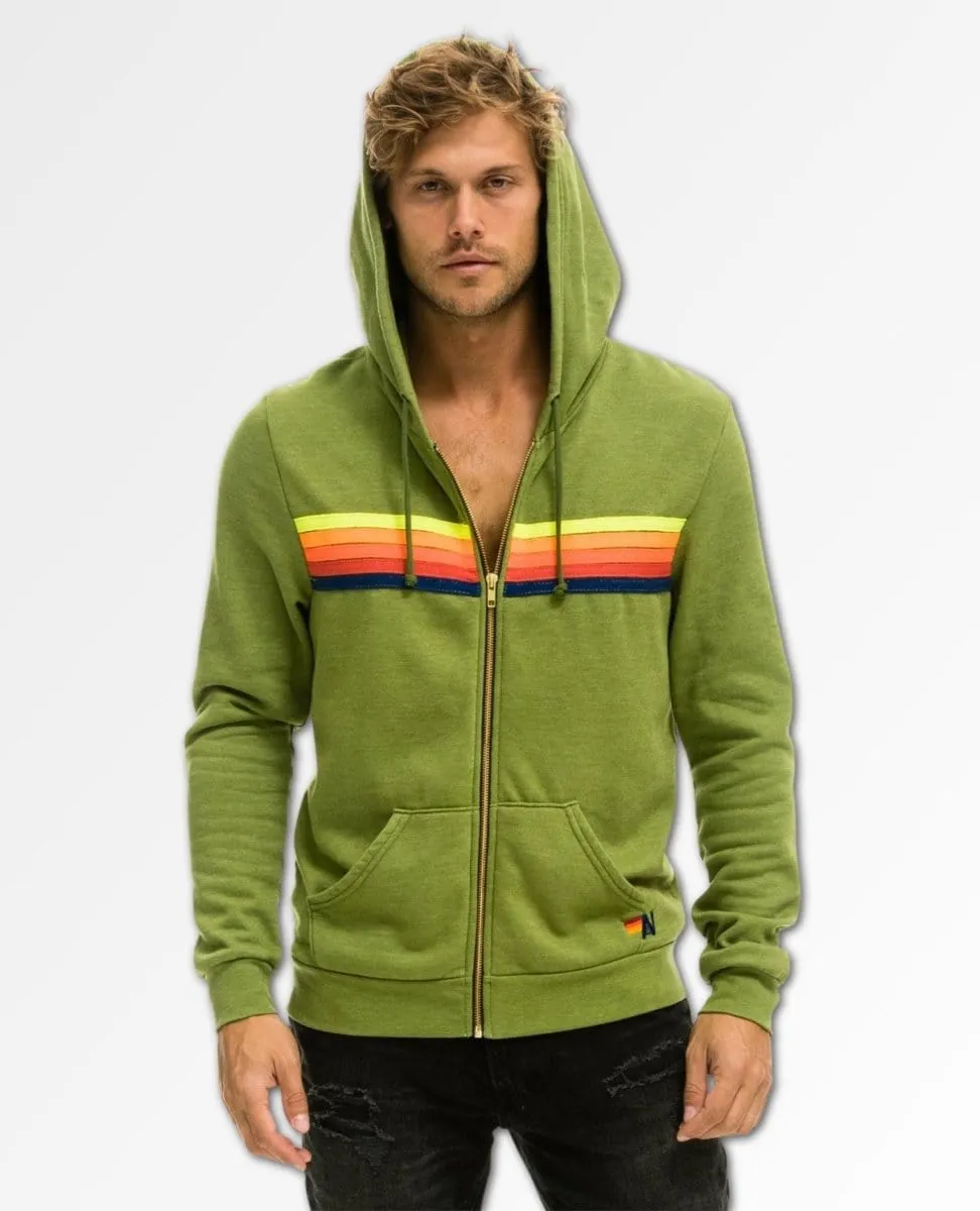 5 Stripe Hoodie Jungle Green Neon Rainbow