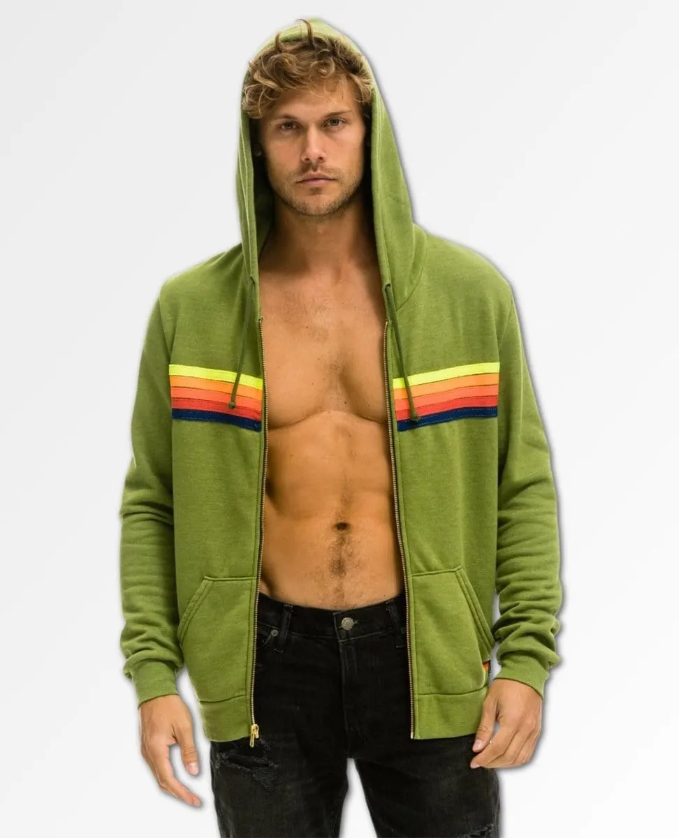 5 Stripe Hoodie Jungle Green Neon Rainbow