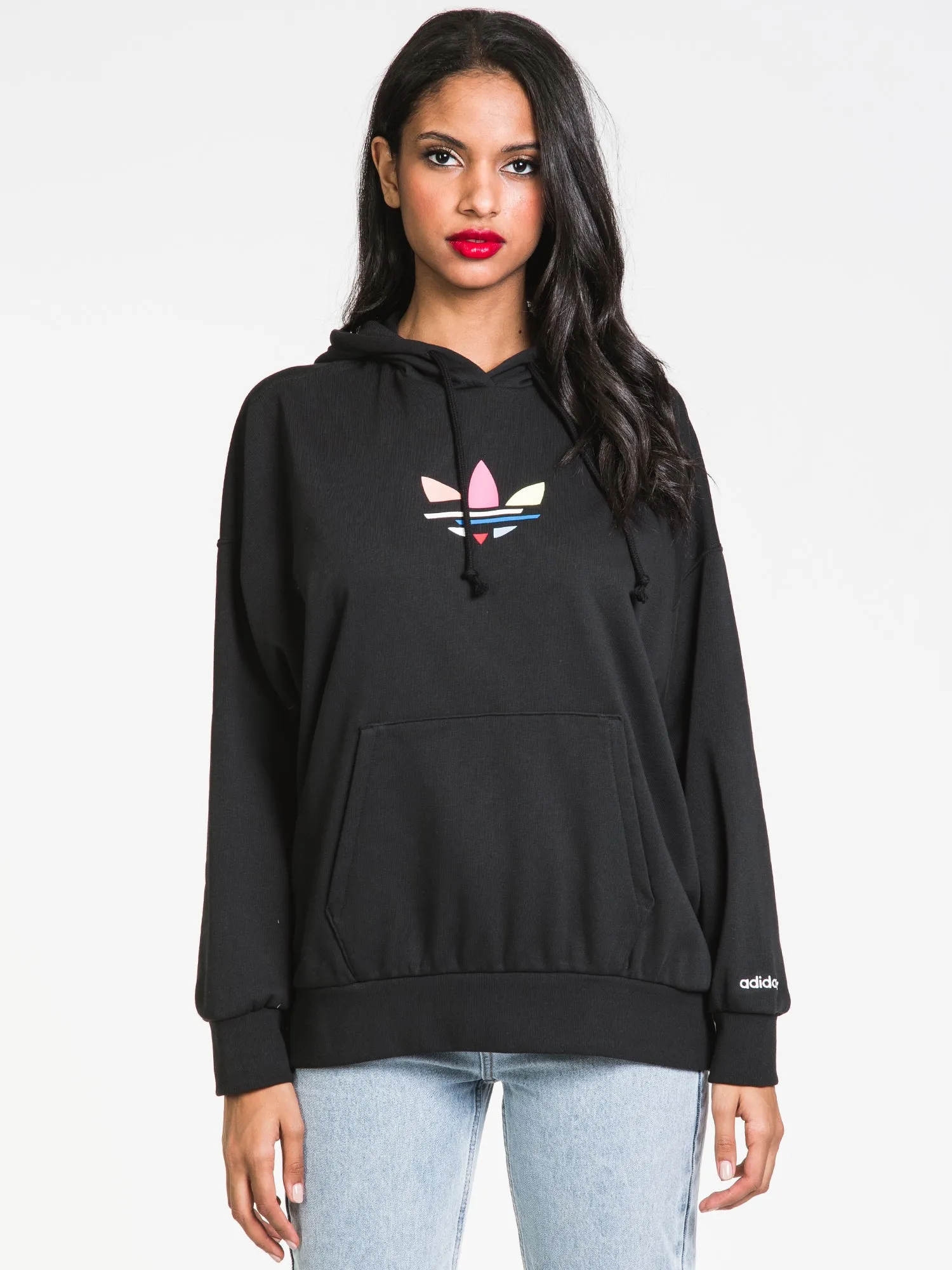 ADIDAS F/T CROPPED EMBROIDERED LOGO HOODIE  - CLEARANCE