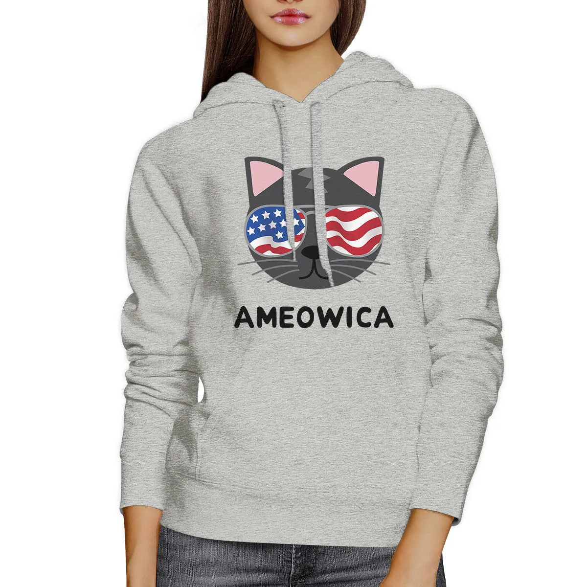 Ameowica Unisex Grey Witty Cat Design Gift Hoodie For Cat Owners