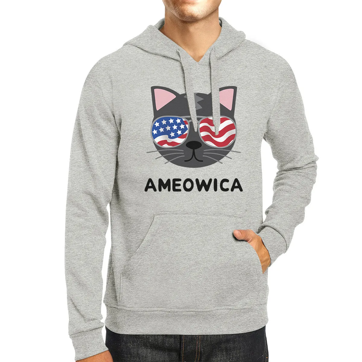 Ameowica Unisex Grey Witty Cat Design Gift Hoodie For Cat Owners