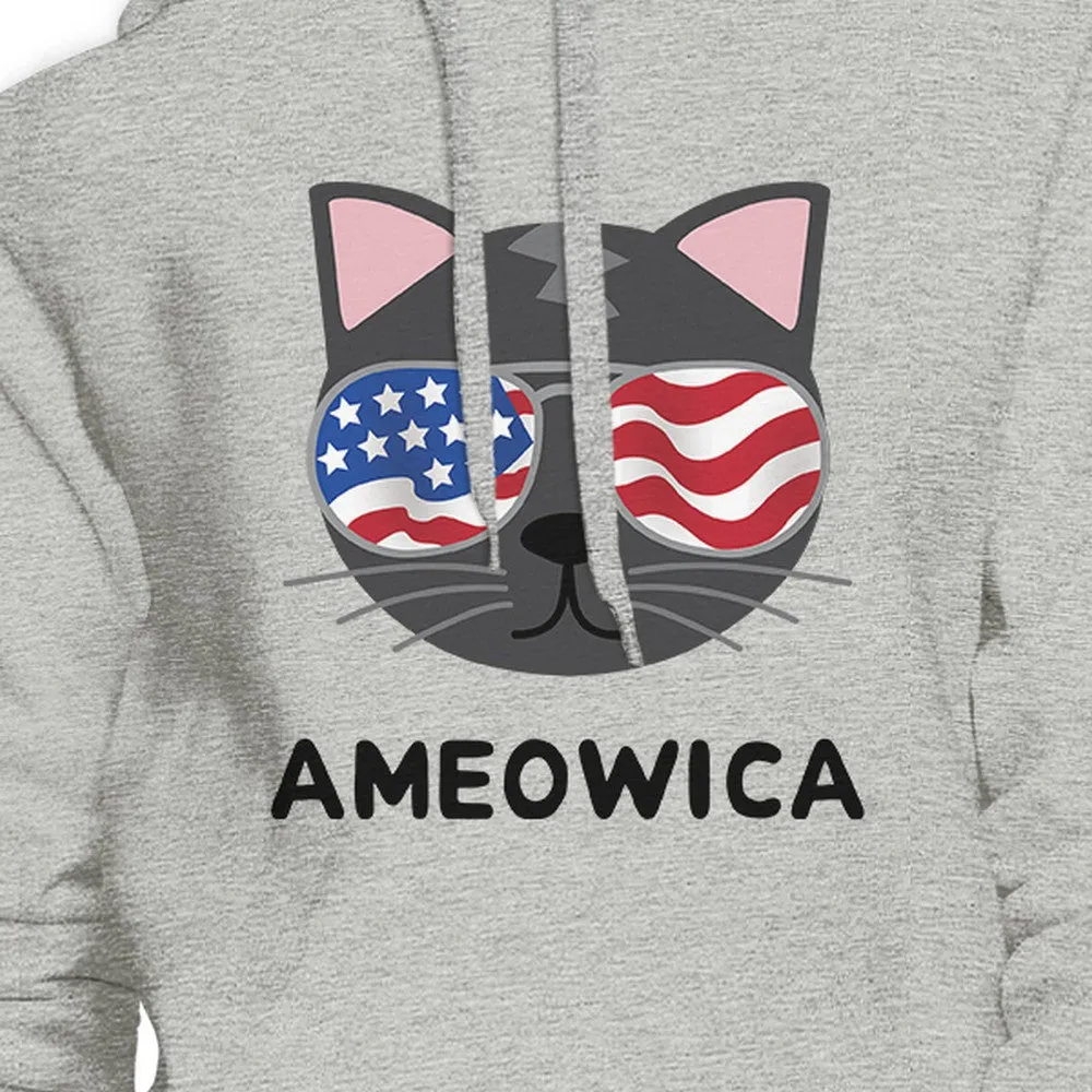 Ameowica Unisex Grey Witty Cat Design Gift Hoodie For Cat Owners