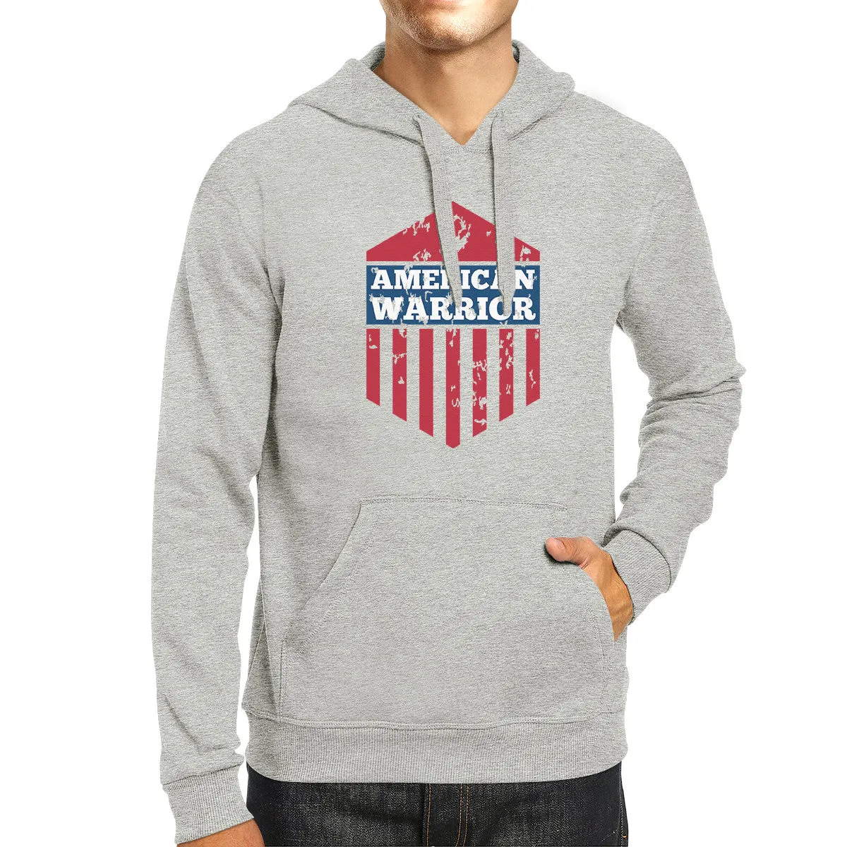 American Warrior Unisex Graphic Hoodie Gift Gray Crewneck Pullover