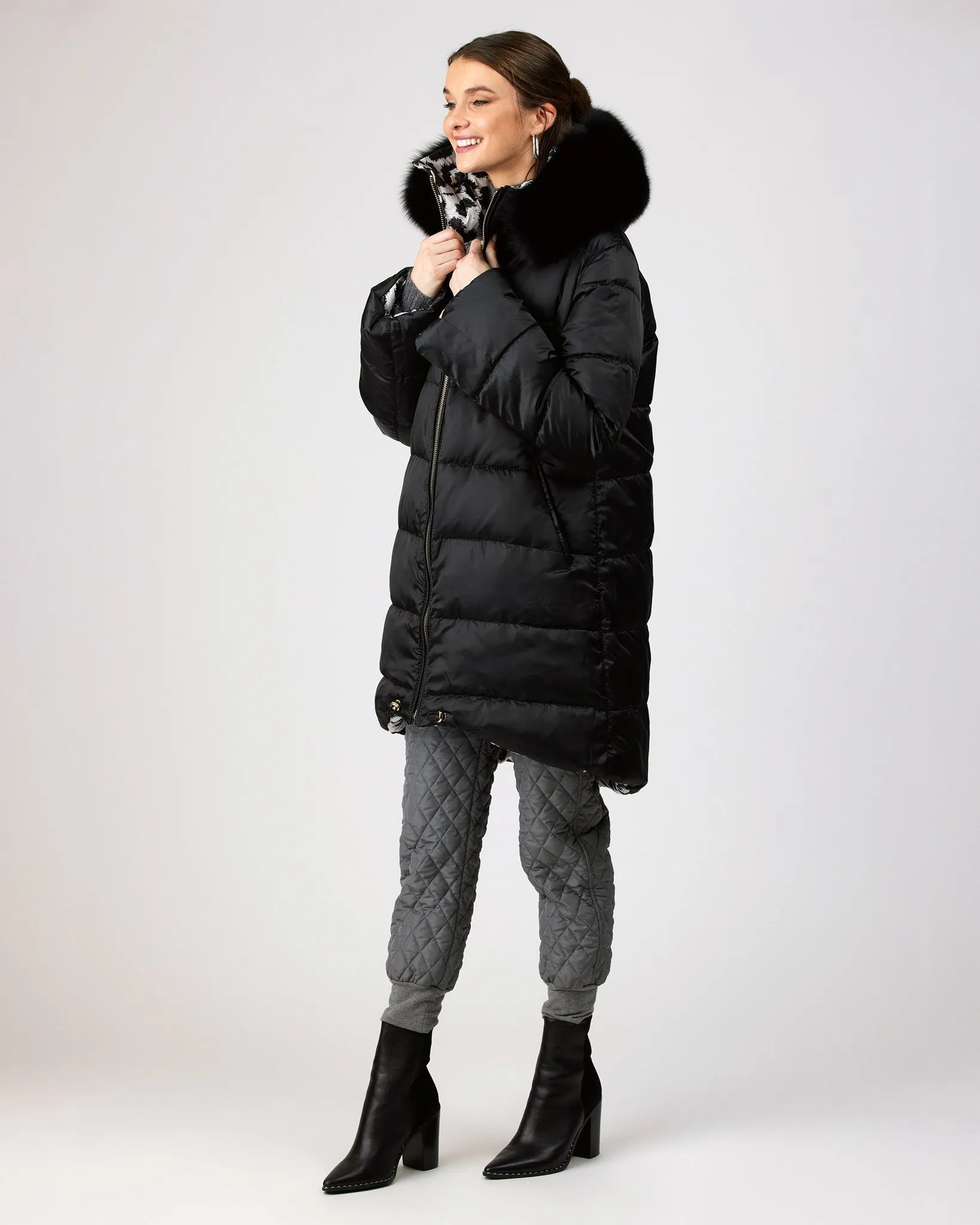 Après-Ski Reversible Parka with Detachable Fox Hood Trim