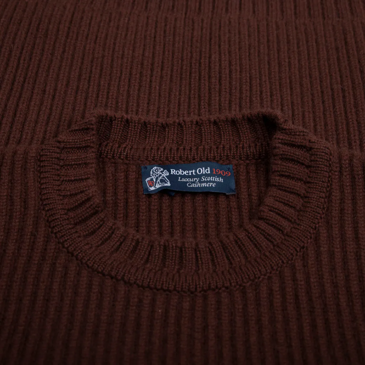 Bison Brown Altnaharra 8ply Crew Neck Cashmere Sweater