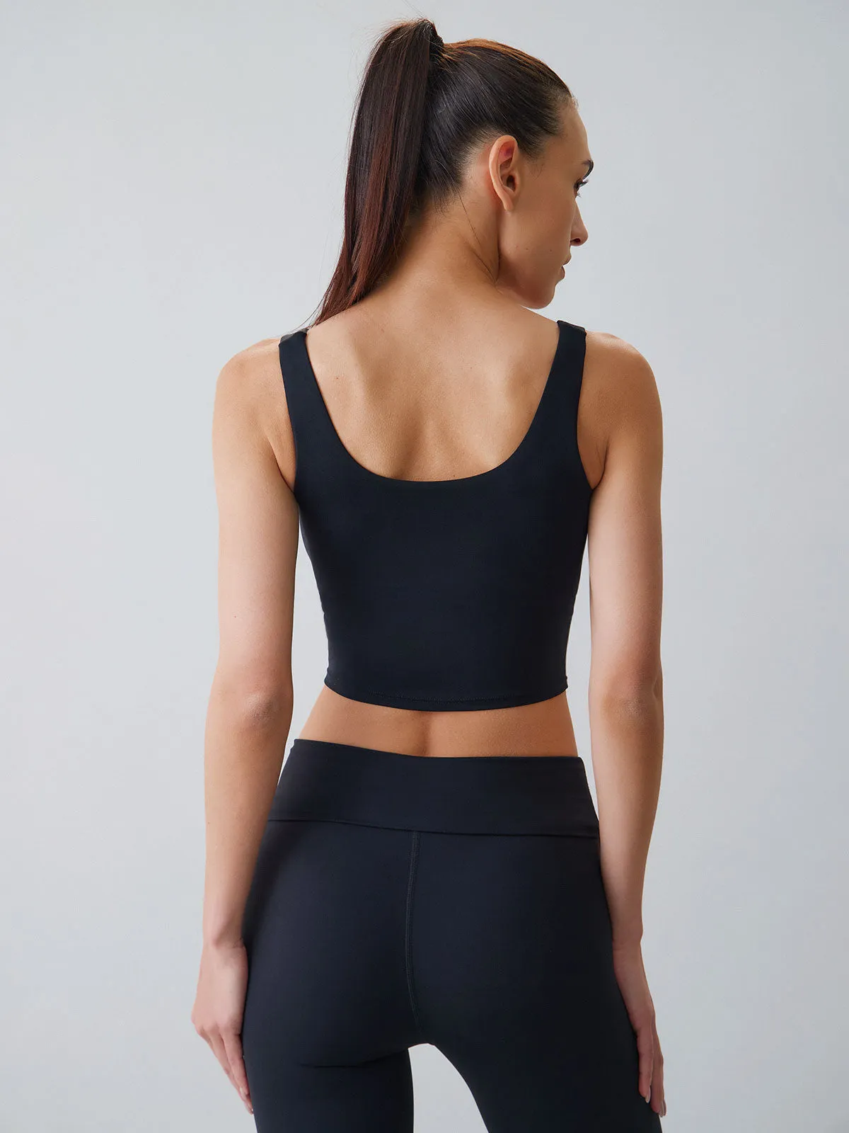 Black U-shape Tank Top - Light Support