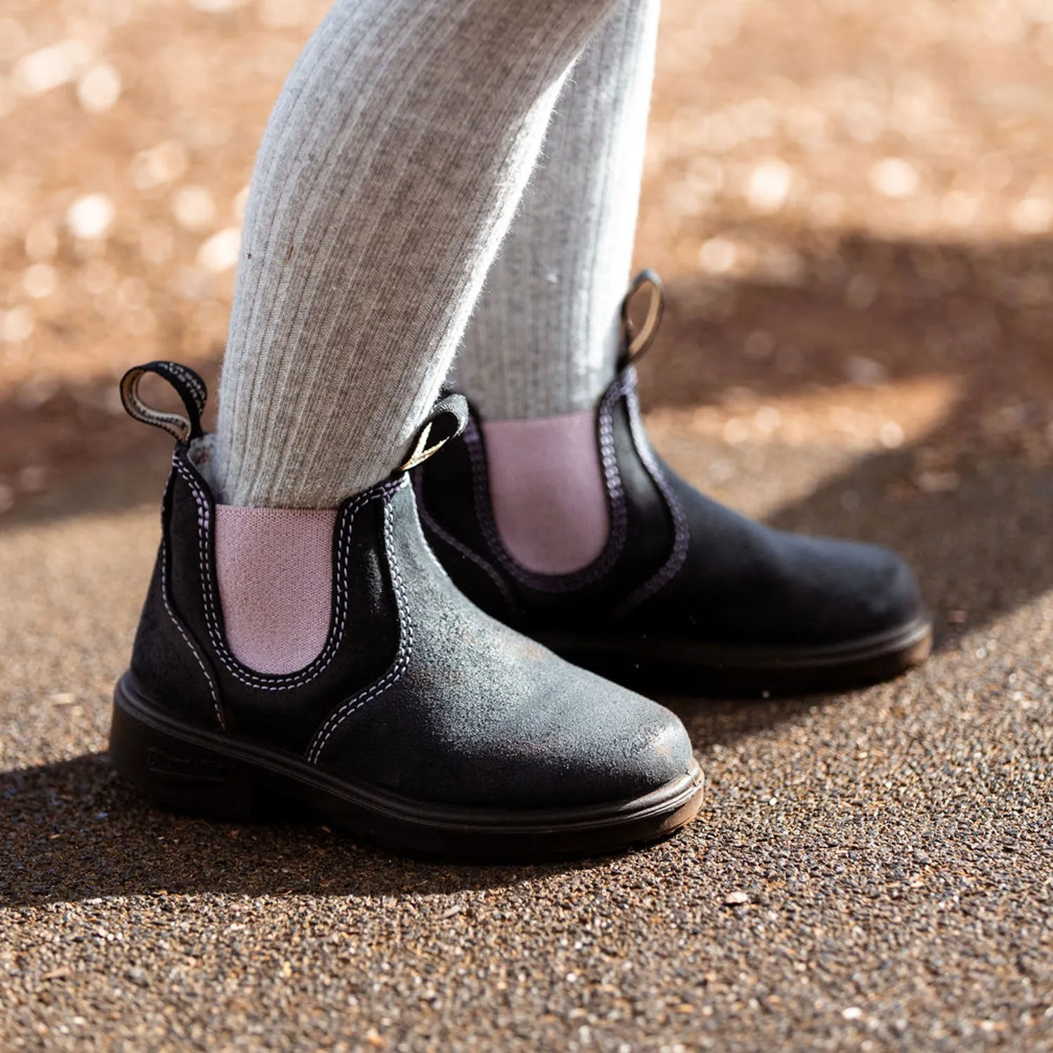 Blundstone 2195 - Kids Navy Suede with Pale Pink Elastic