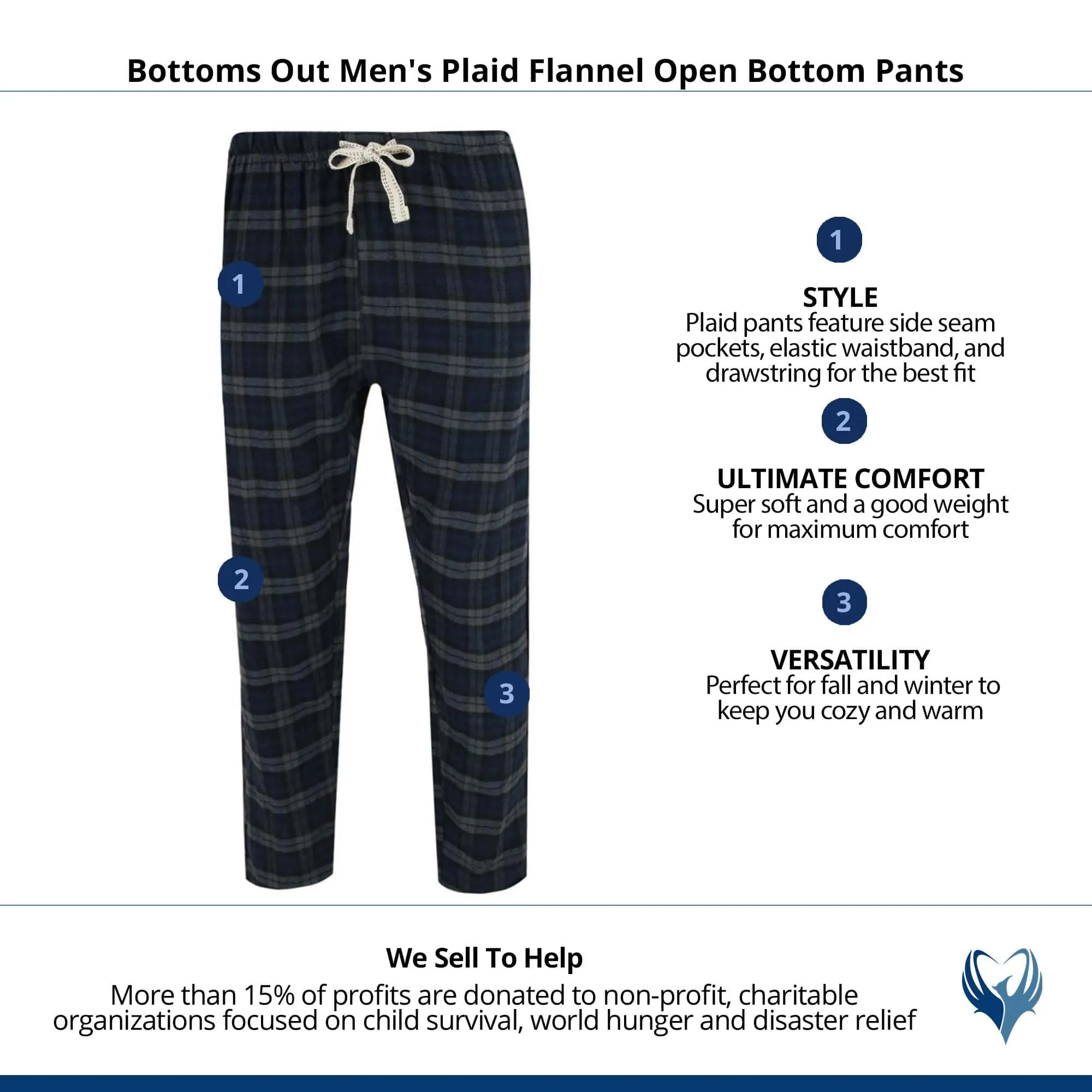 Bottoms Out Men's Plaid Flannel Open Bottom Pants