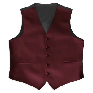 Burgundy Poly Satin Tuxedo Vest  (105V-45)