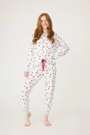 Candy Cane Waffle Thermal Ski Jammie Set