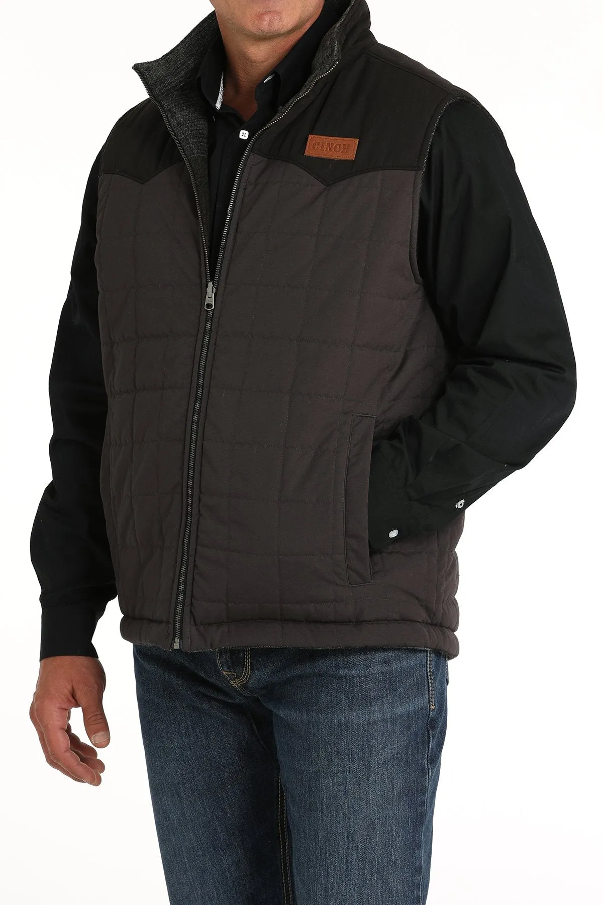 Cinch Men's Reversible Quilted Vest in Black & Charcoal