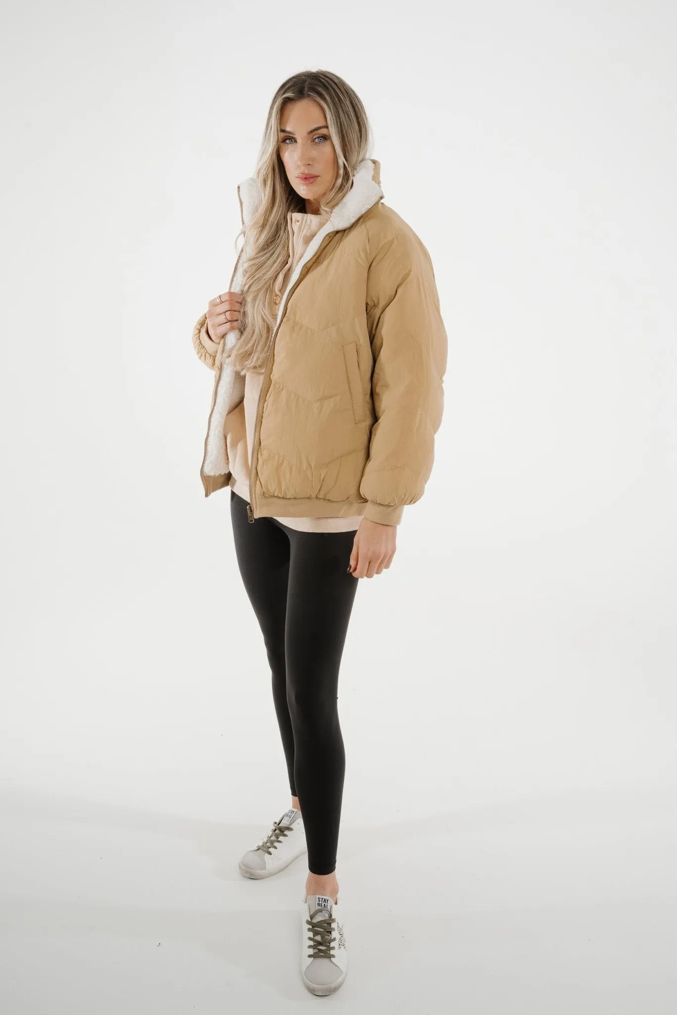 Cora Reversible Teddy Jacket In Cream Mix