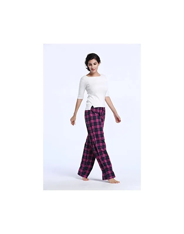 CYZ Women's 100% Cotton Super Soft Flannel Plaid Pajama/Lounge Pants