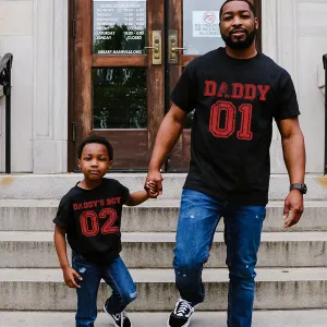 Daddy & Daddy's Boy Distressed Number Black T-Shirts