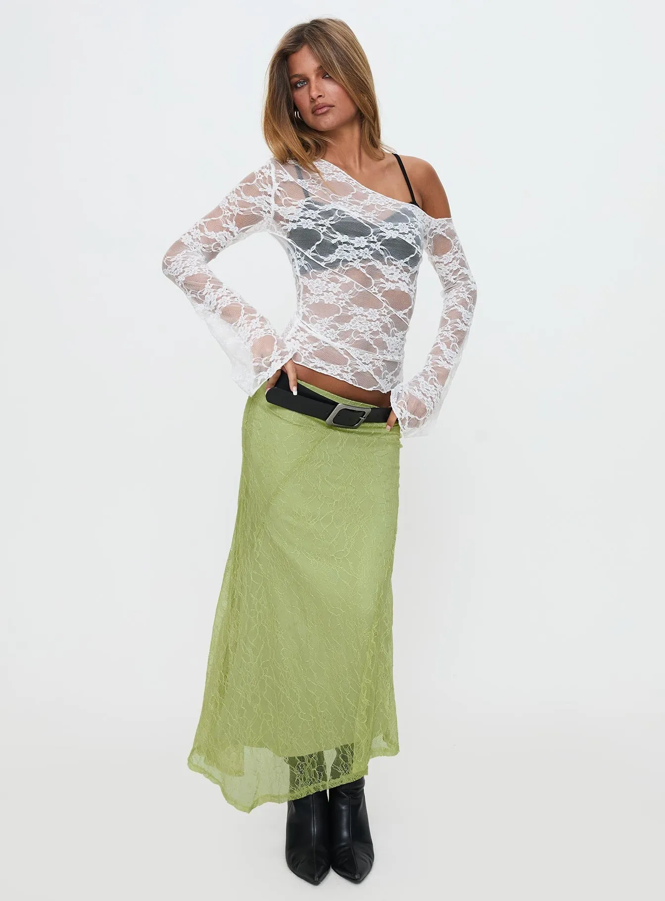 Dreamcatcher Lace Maxi Skirt Green