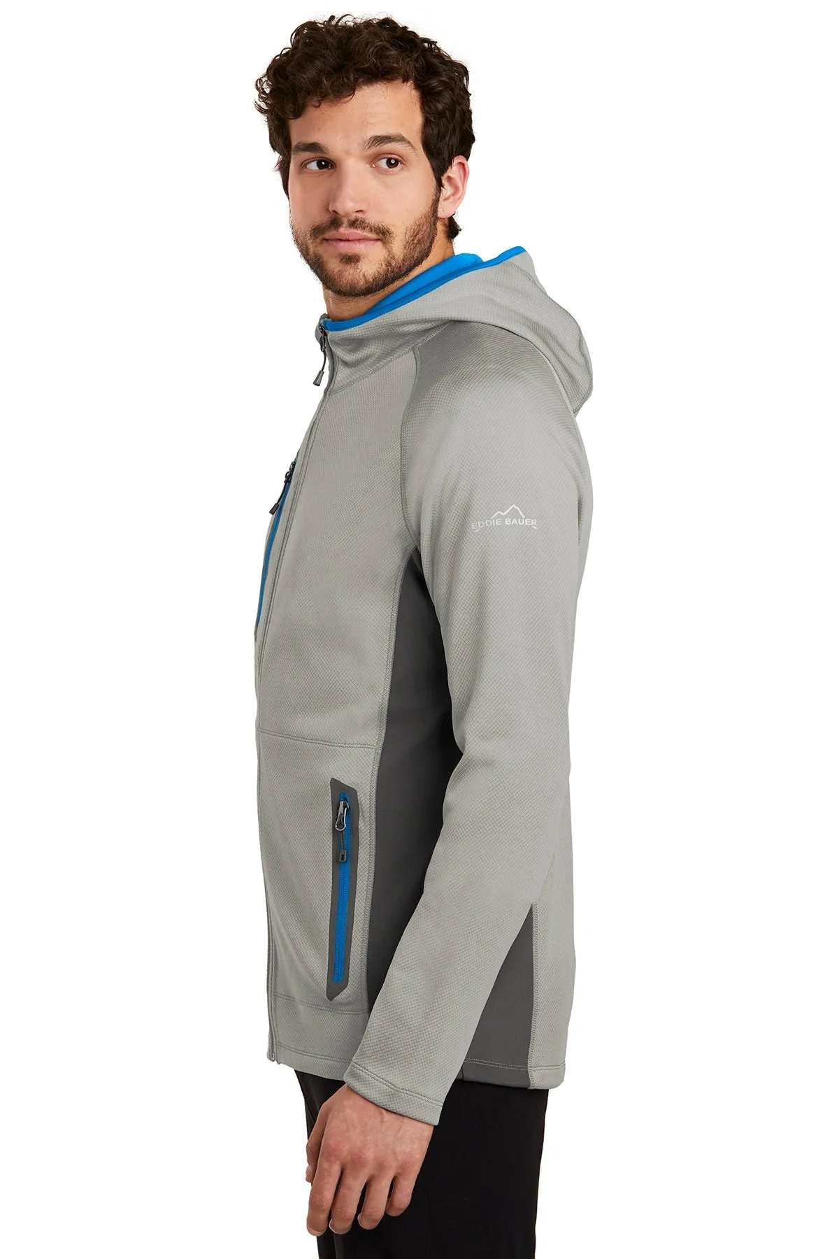 Eddie Bauer Sport Hooded Customized Fleece Jackets, Grey Cloud