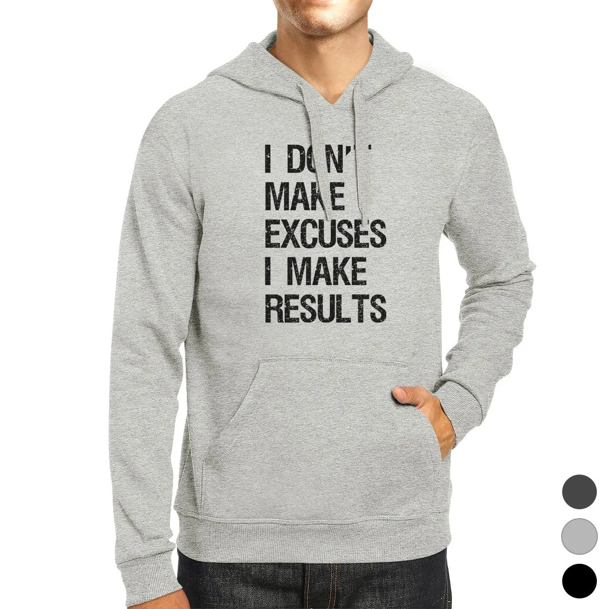 Excuses Results Unisex Pullover Hoodie Funny Gym Hooded Sweatshirt