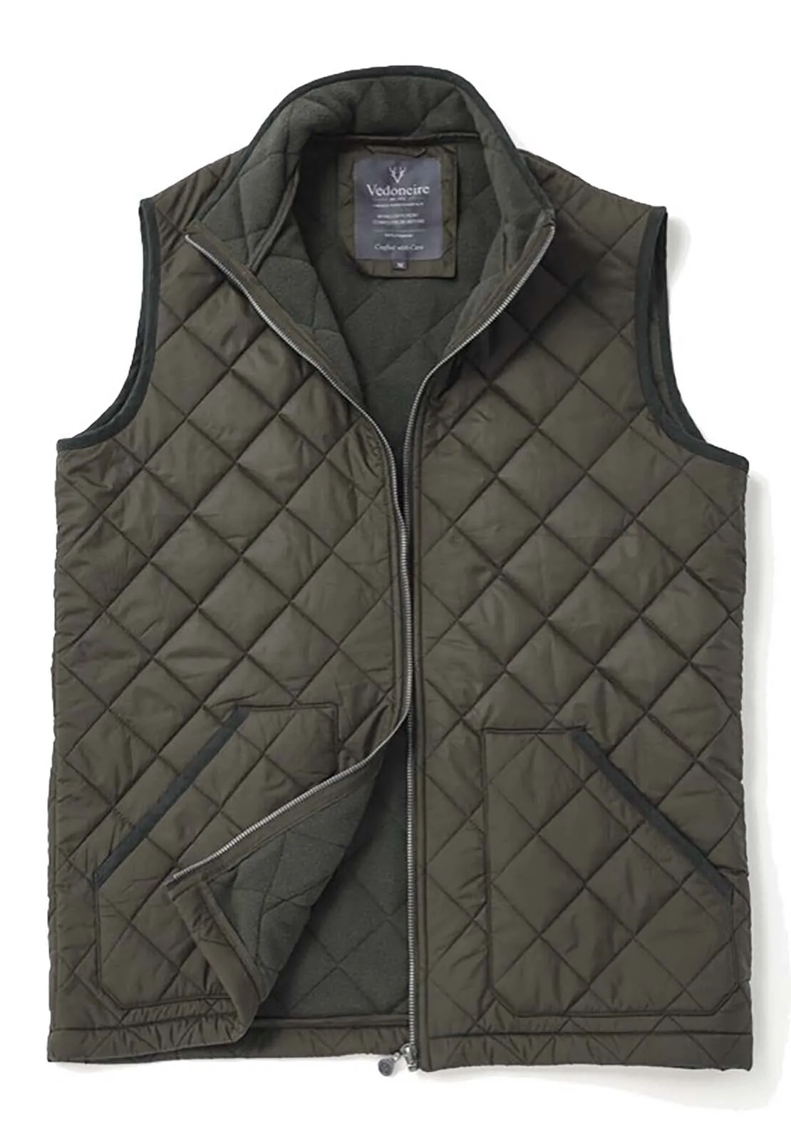 Fleece Lined Quilted Gilet - Green