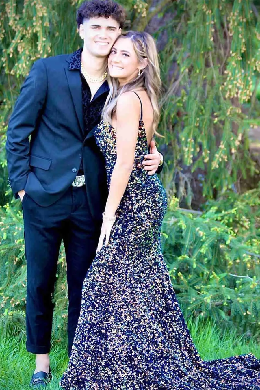 Glitter Navy Blue Sequined Mermaid Prom Dress