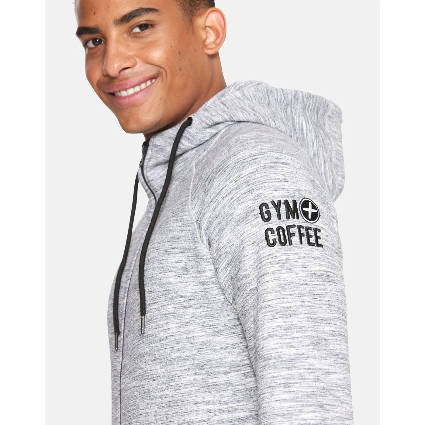 Gym Coffee Mens Fleck Hoodie Grey Fleck