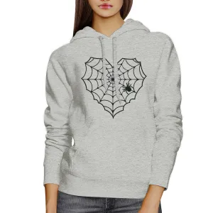 Heart Spider Web Grey Hoodie