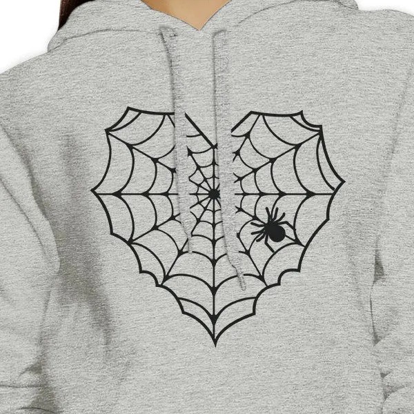 Heart Spider Web Grey Hoodie