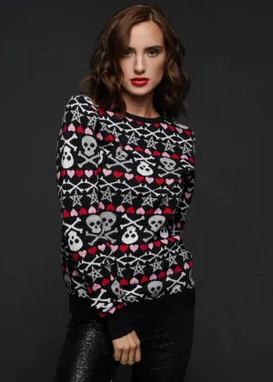 HEARTS AND SKULLS UGLY CHRISTMAS SWEATER