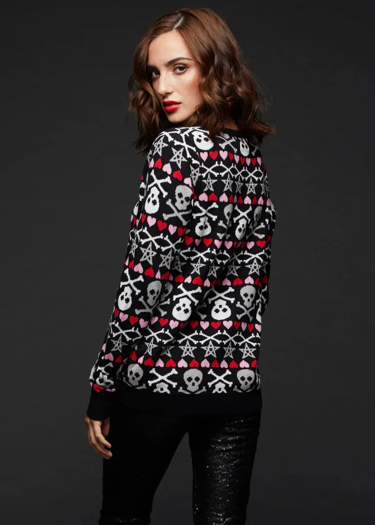 HEARTS AND SKULLS UGLY CHRISTMAS SWEATER