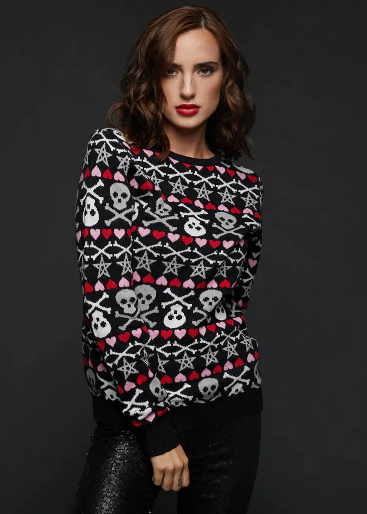 HEARTS AND SKULLS UGLY CHRISTMAS SWEATER