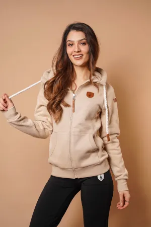 Hera Sand Full-Zip Hoodie