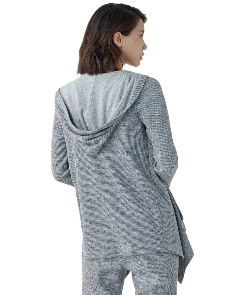 Hooded Thermal Cardigan, Grey