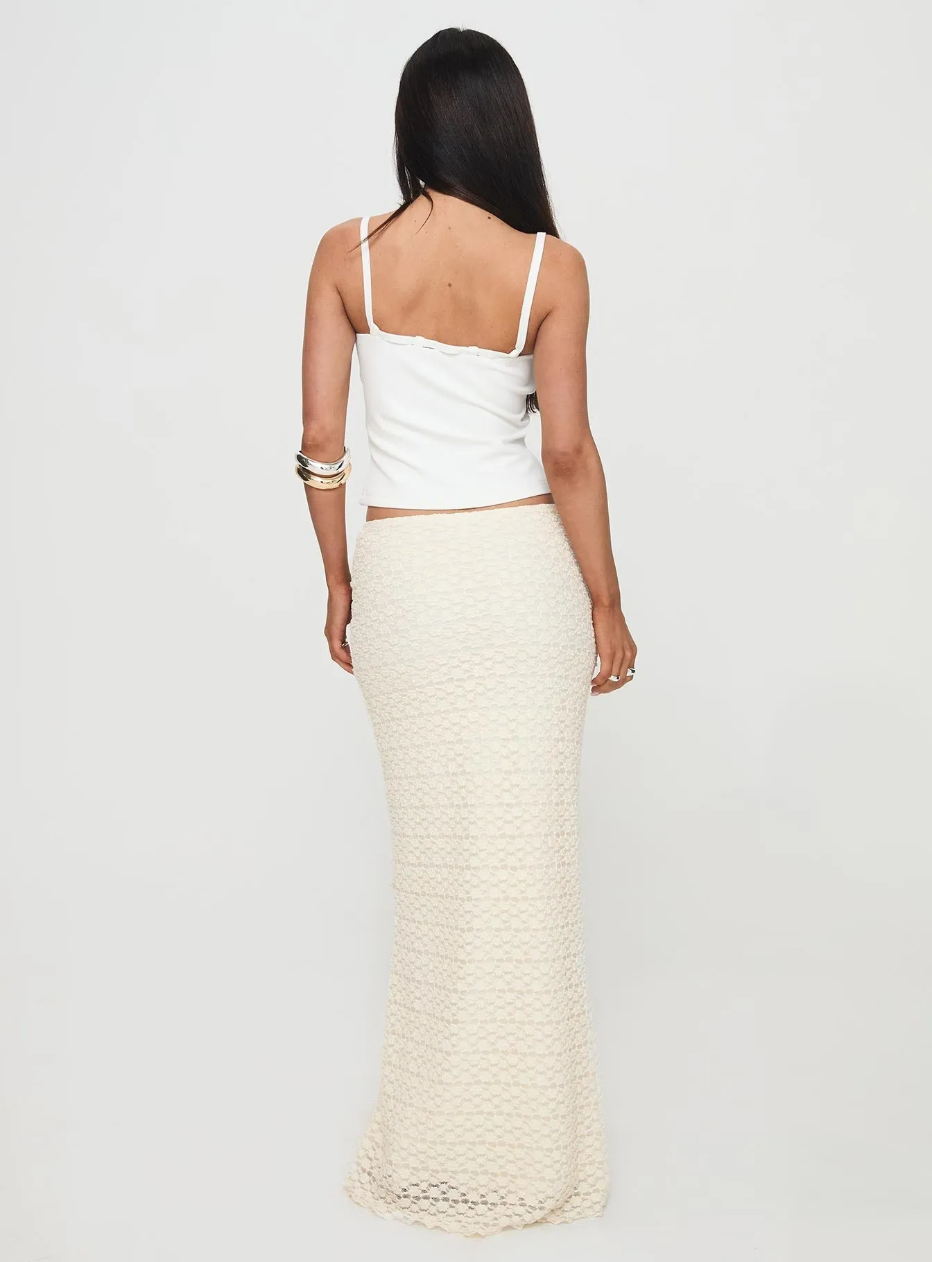 Incandescent Maxi Skirt Cream