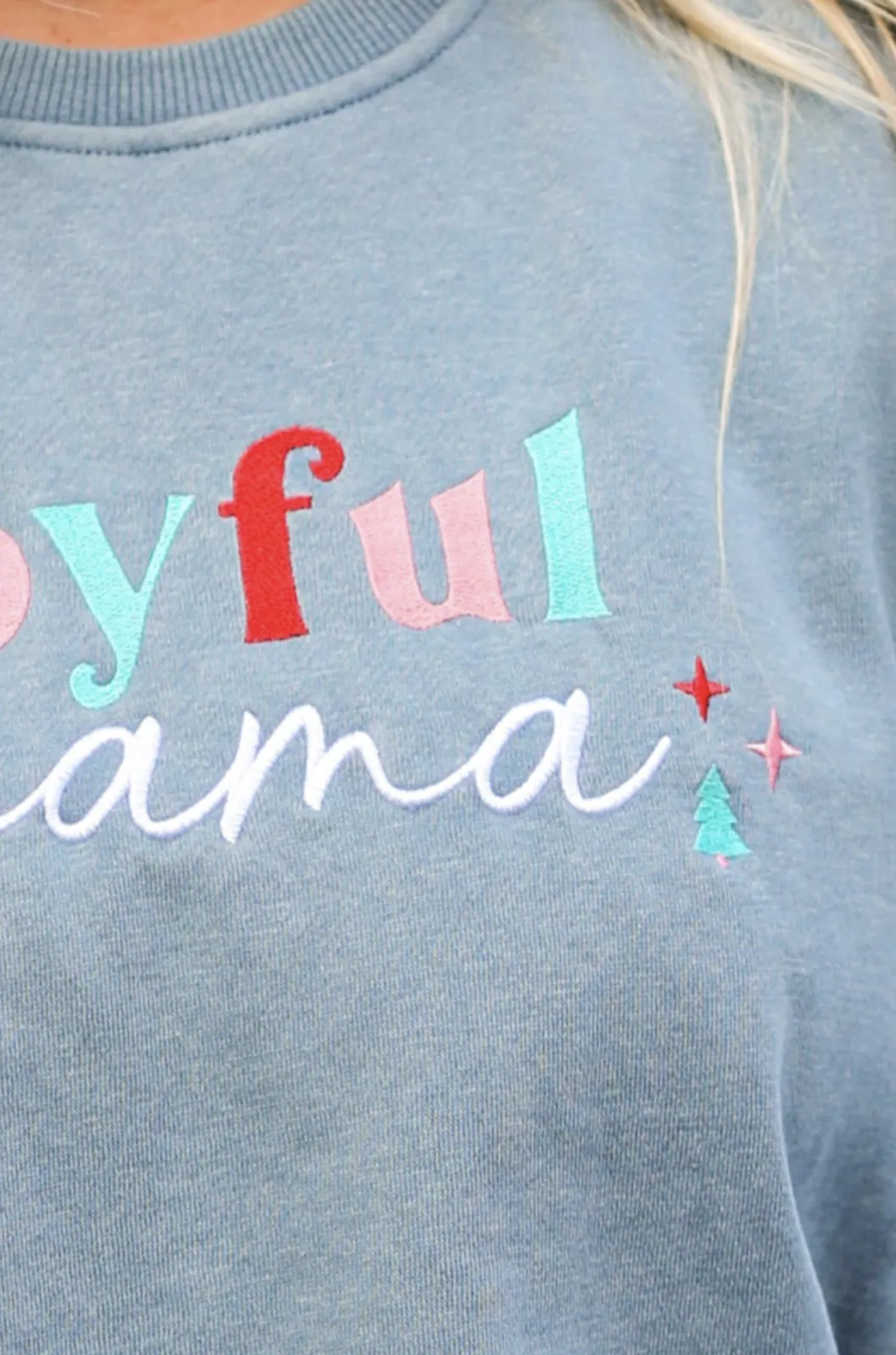 Joyful Mama Embroidered Sweatshirt