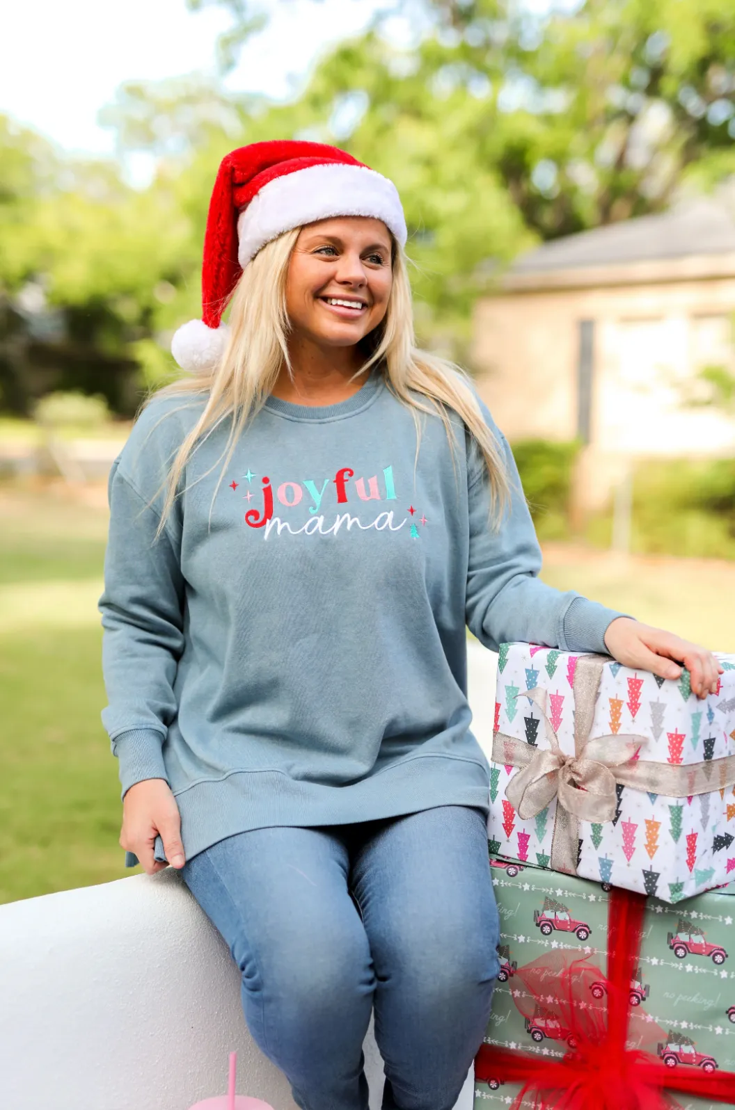 Joyful Mama Embroidered Sweatshirt