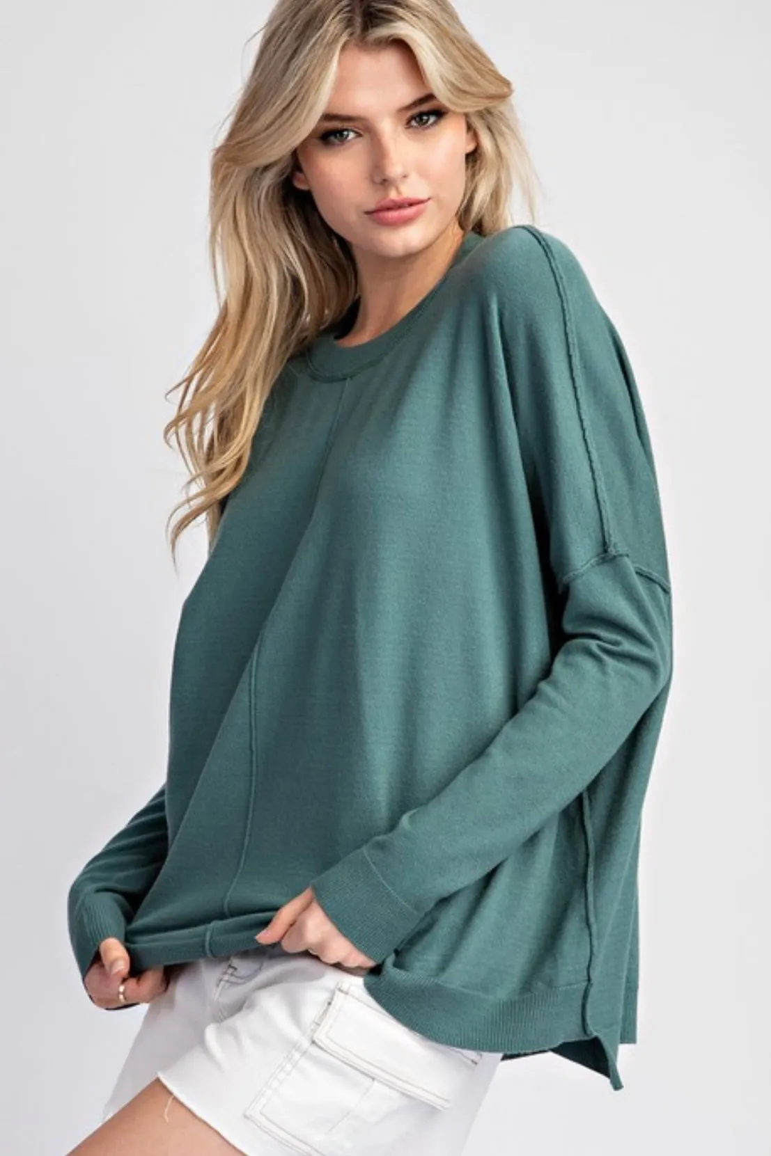 Juniper Green Seam Detail Top