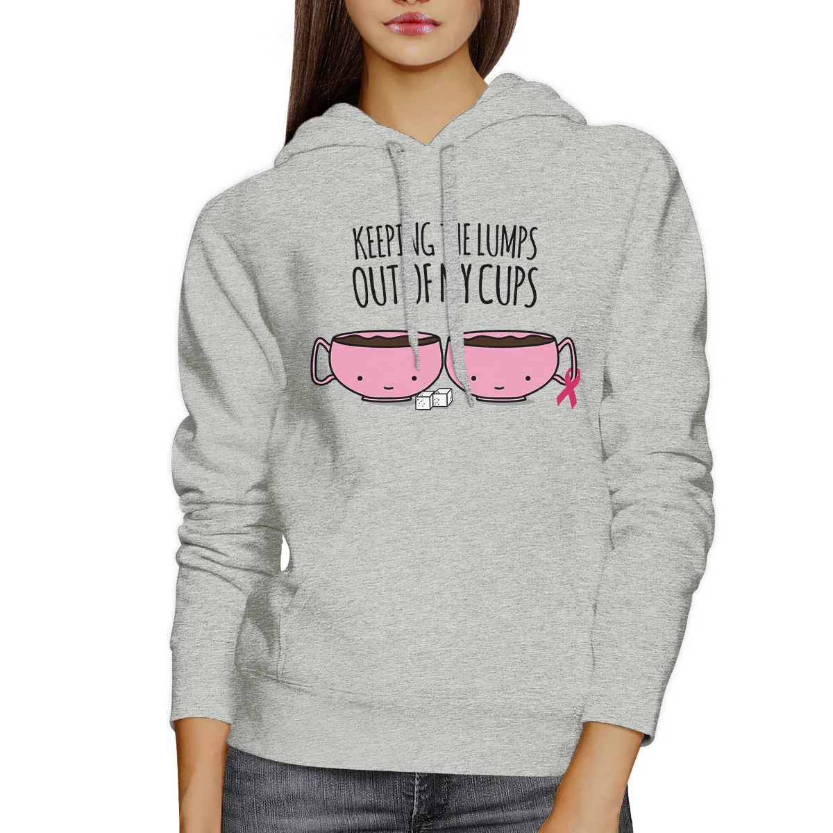 Keeping The Lumps Out Of My Cups Breast Cancer Grey Hoodie