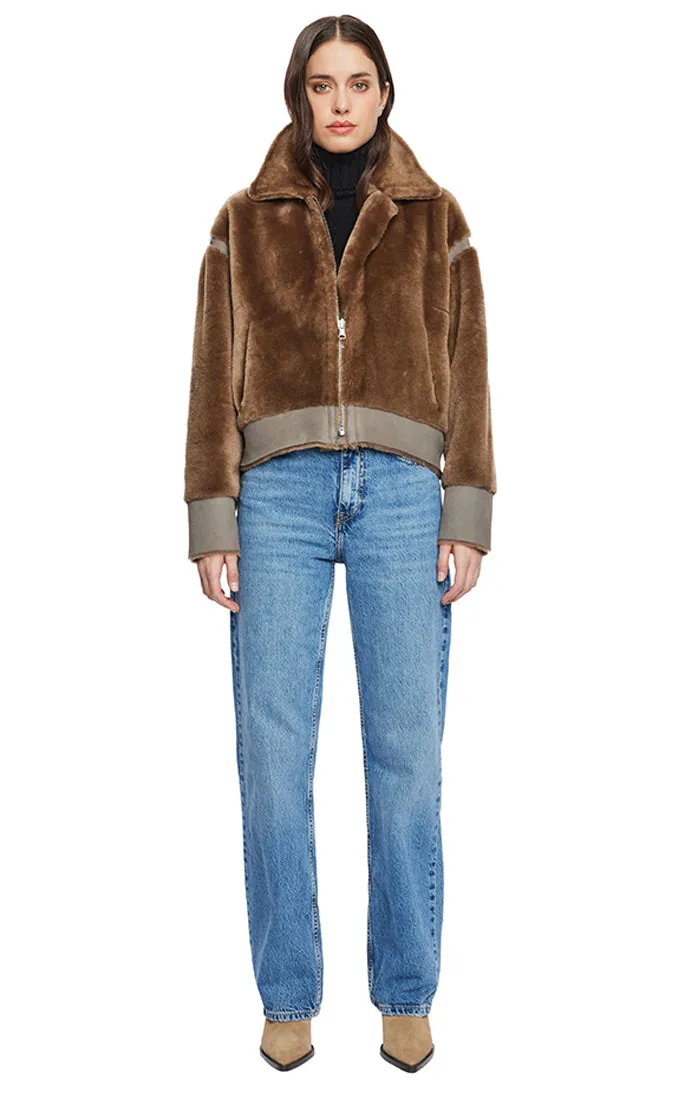 Latte Shearling Jacket -Small