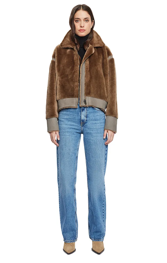 Latte Shearling Jacket -Small