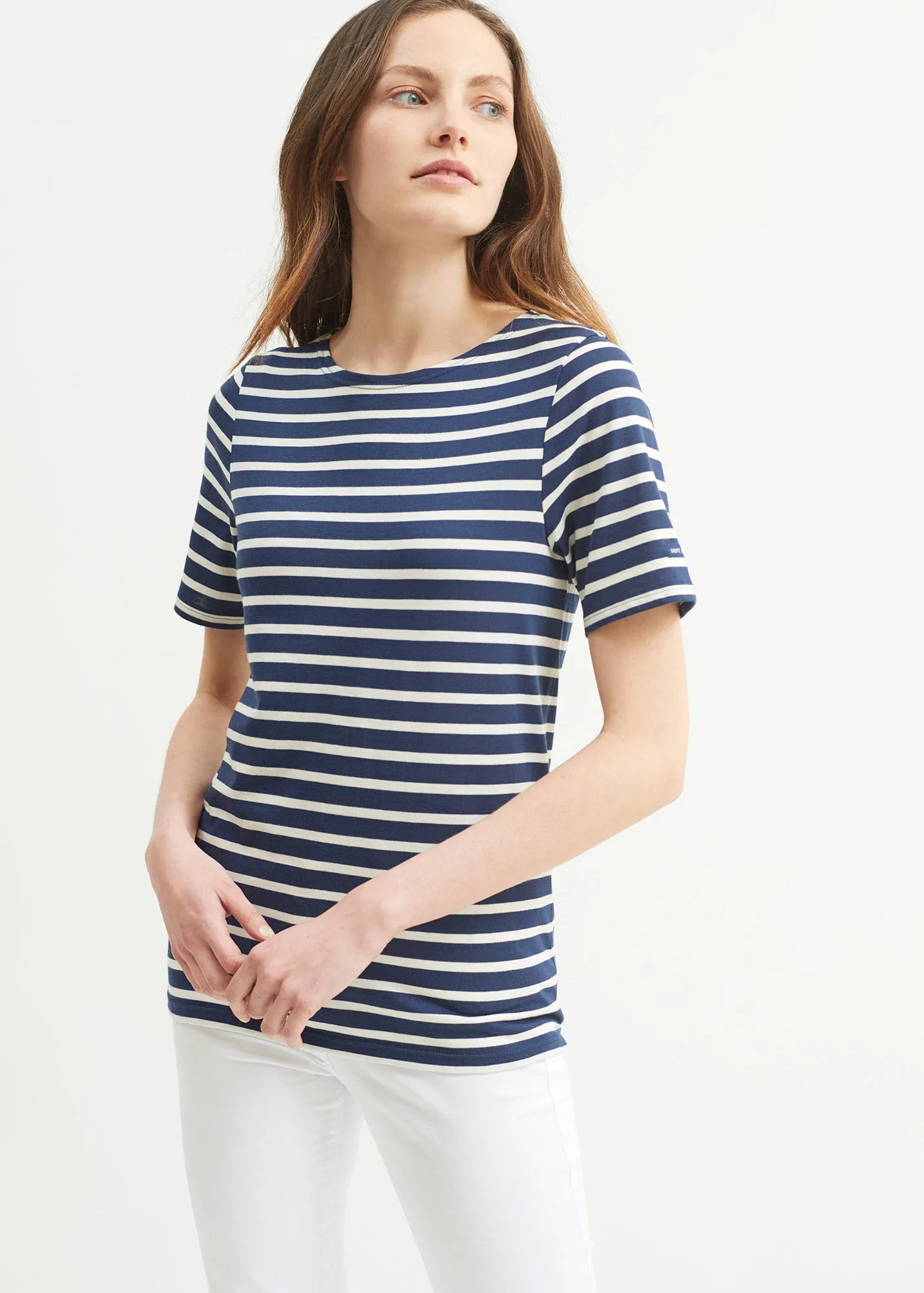 LEVANT MODERN - Breton Stripe Short Sleeve Shirt | Soft Cotton | Unisex Fit (NAVY / ECRU)