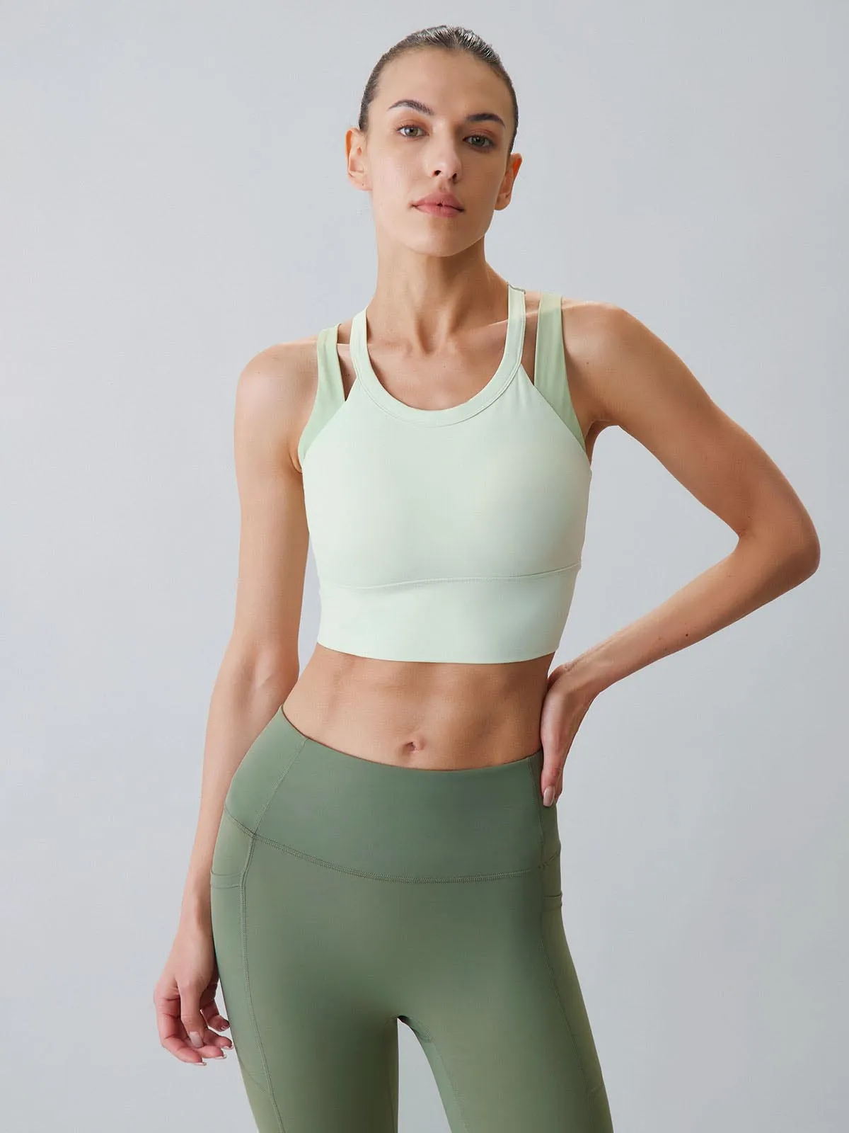 Light Green Round Neck Tank Top - Light Support