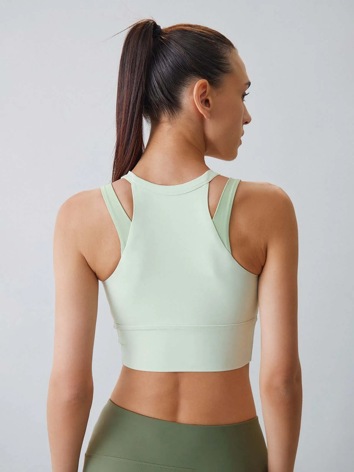 Light Green Round Neck Tank Top - Light Support