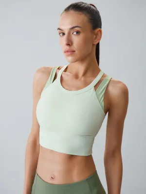 Light Green Round Neck Tank Top - Light Support