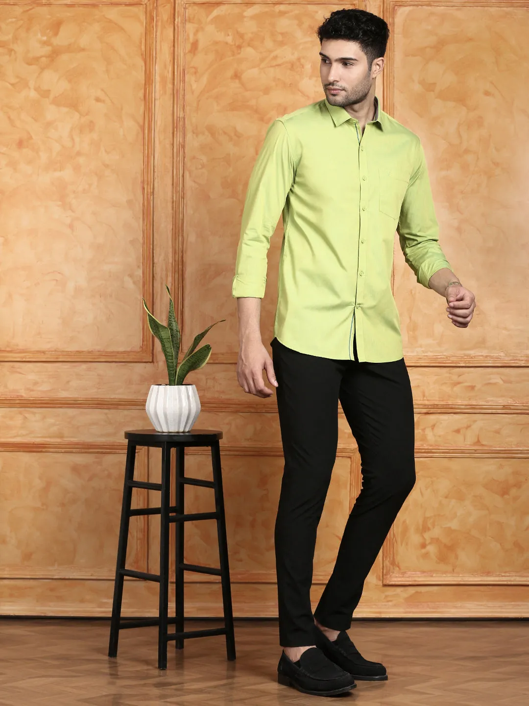 Men 100% Cotton Shirt Green G112