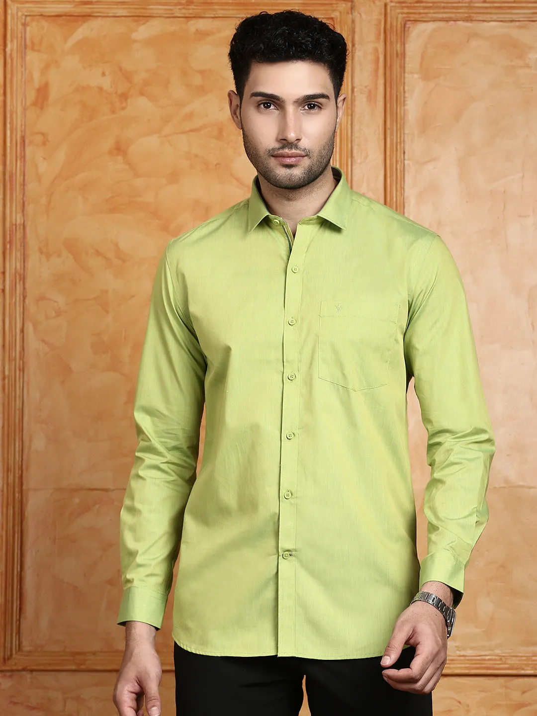 Men 100% Cotton Shirt Green G112