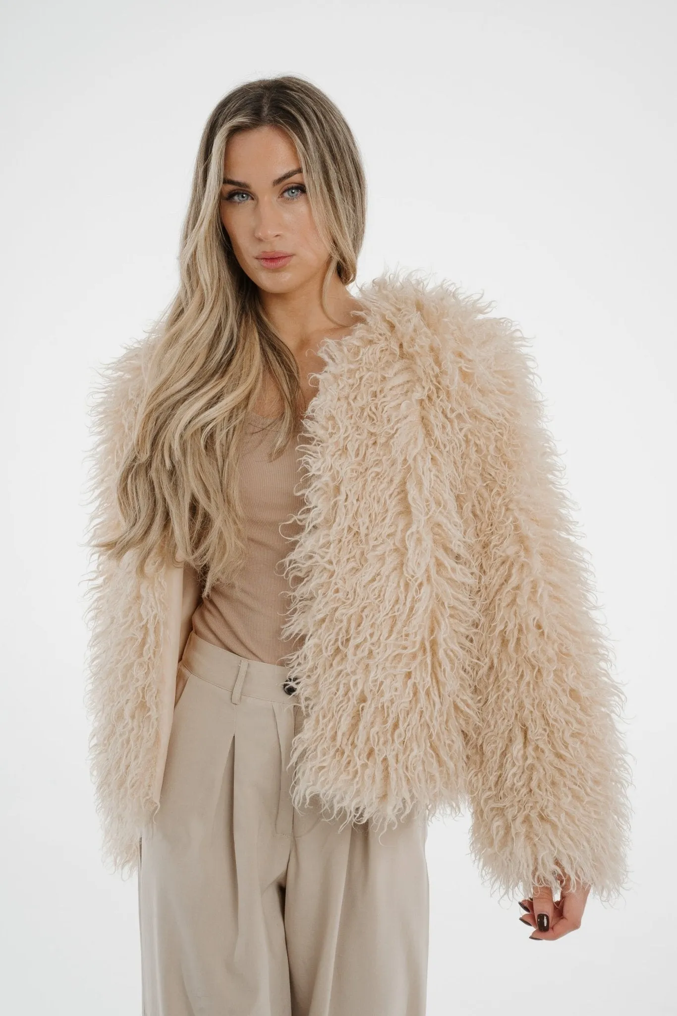 Millie Textured Coat In Cream