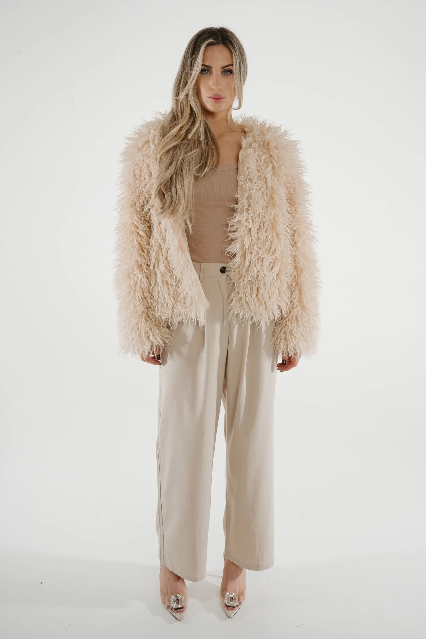 Millie Textured Coat In Cream